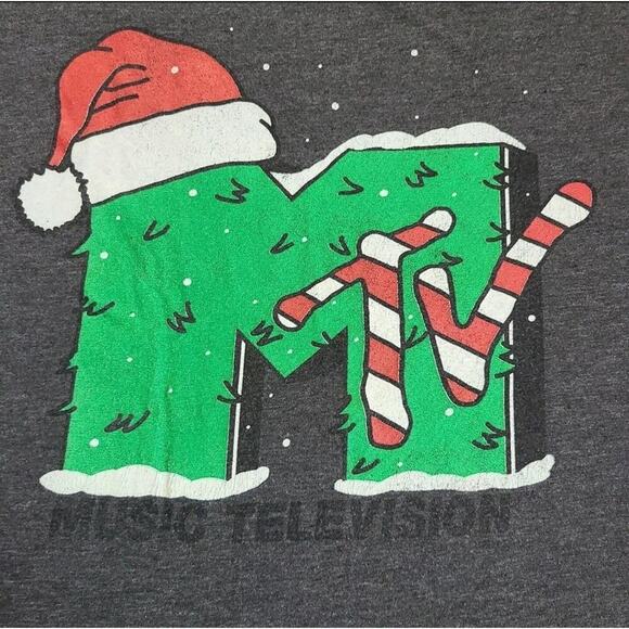 MTV Christmas Mens T Shirt Large NWT A116 Excellent Music Television - Picture 1 of 4